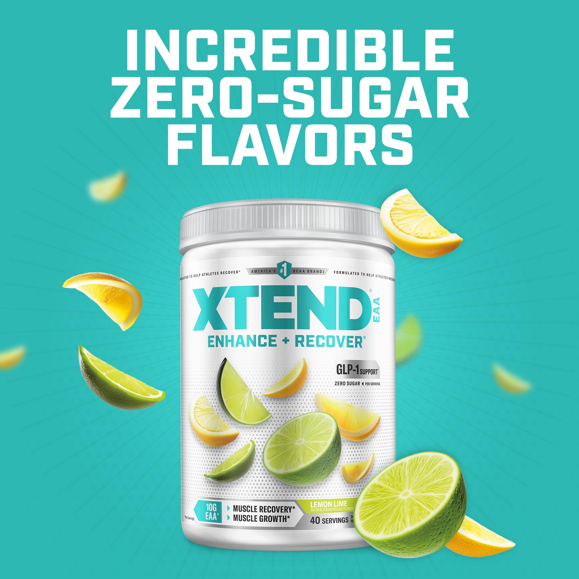 Xtend BCAAs Original 336g displayed with fruit for flavour reference