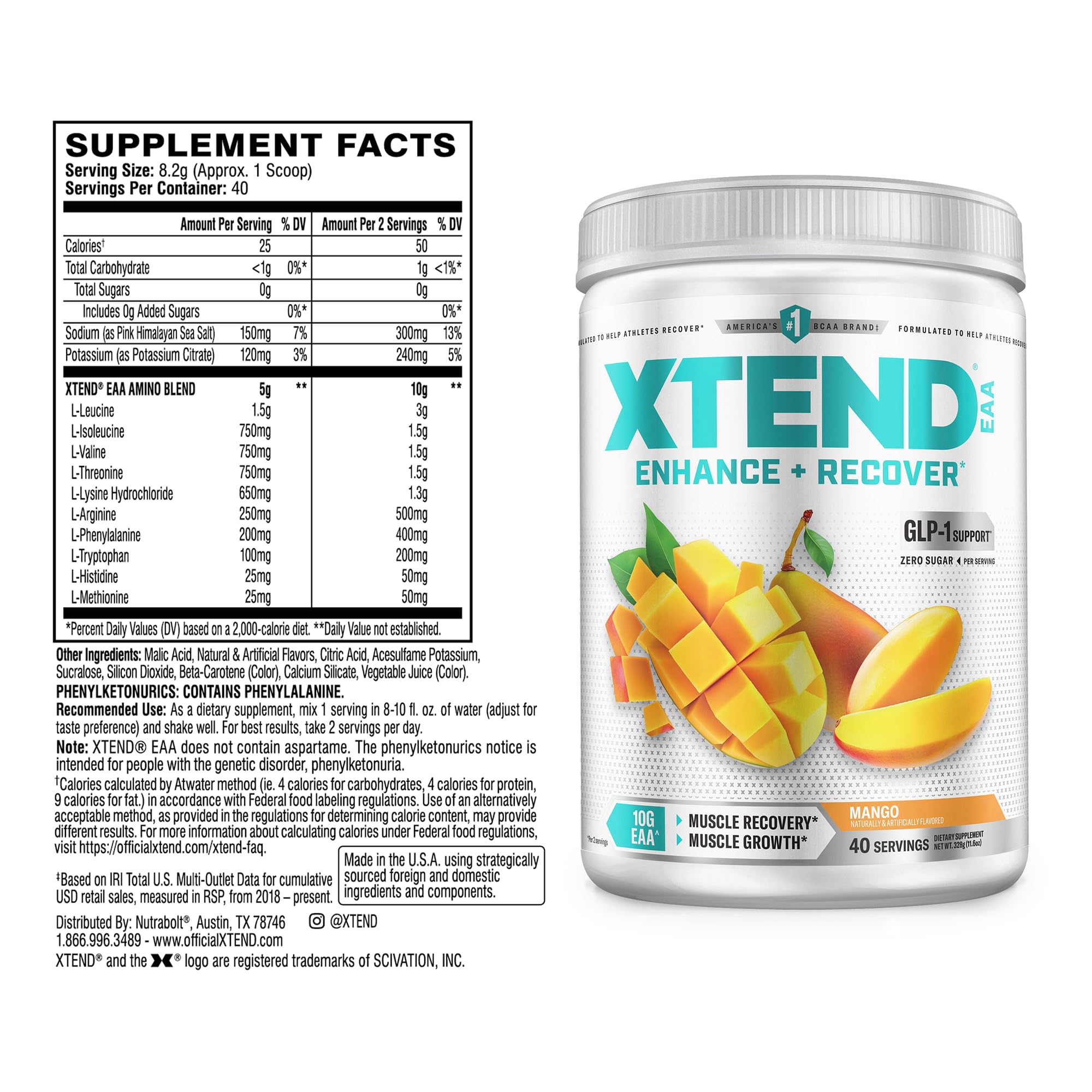 Xtend Essential Amino Acids Powder 328g side view