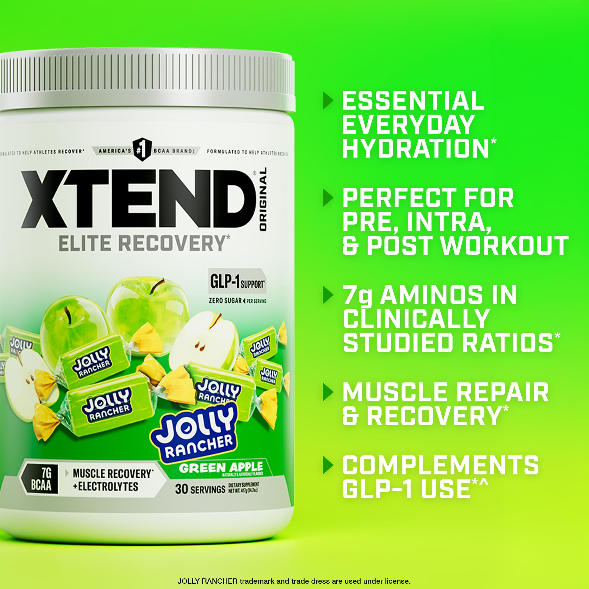 Xtend Original BCAAs 420g in a lifestyle setting with shaker bottle