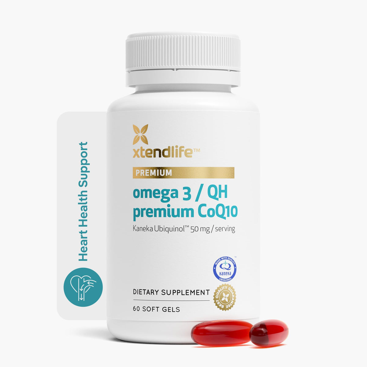 Xtendlife CoQ10 Fish Oil Softgels front view with packaging