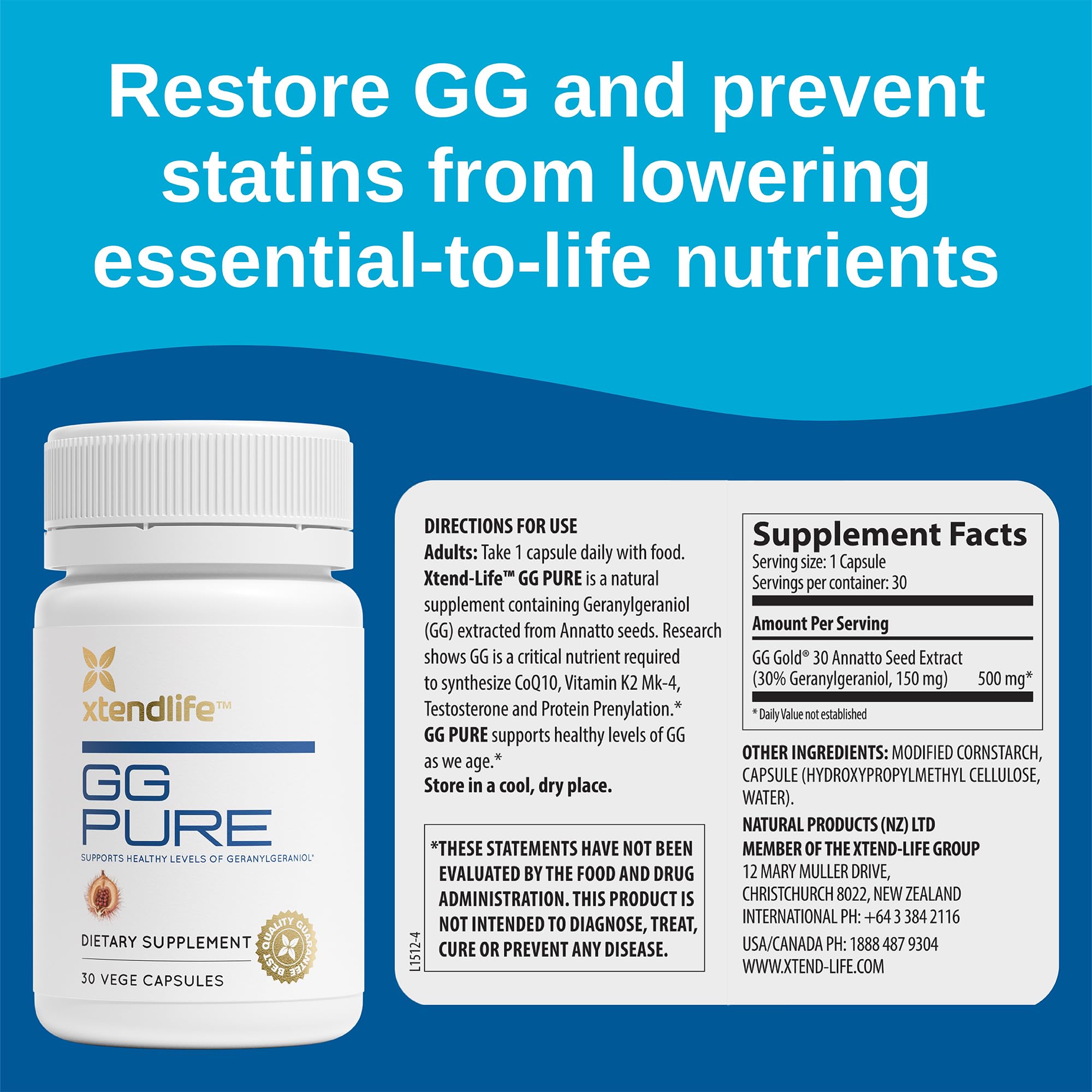Xtendlife CoQ10 GG Pure Supplement side view of packaging
