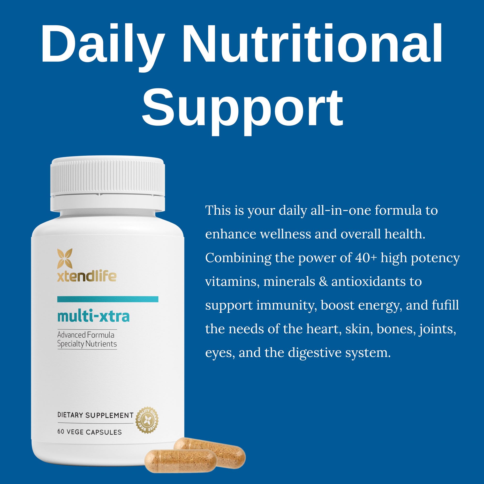 Xtendlife Multi-Xtra Daily Multivitamin 90 capsules back view