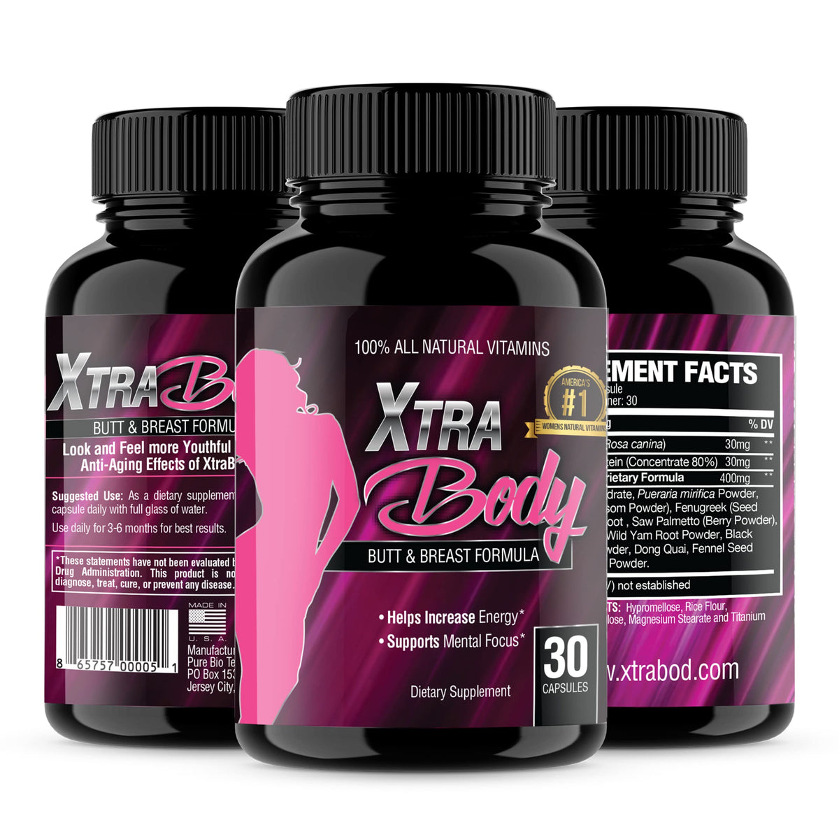 Xtra Body Butt and Breast support Vitamins front view