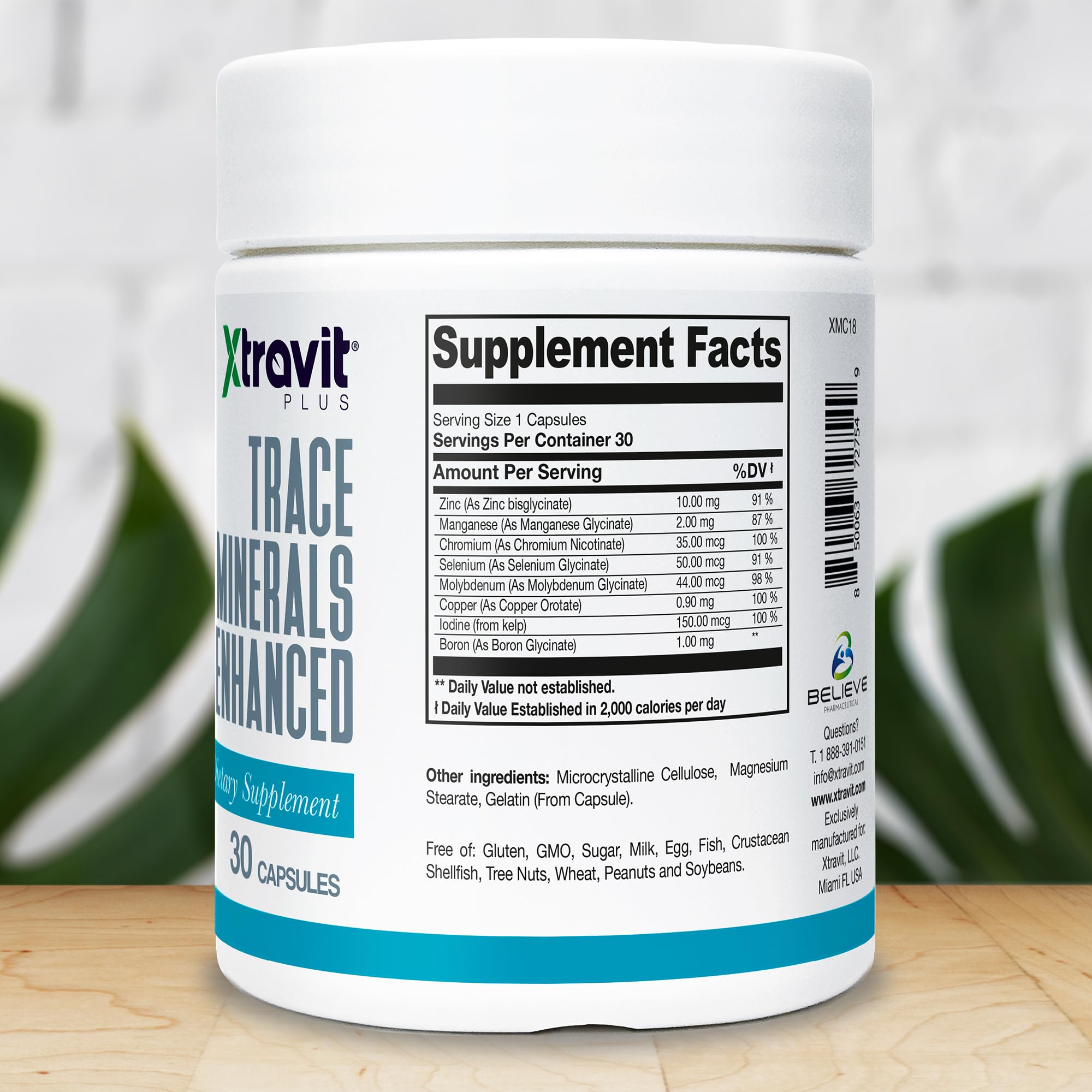 Xtravit Trace Minerals Supplement 60 Capsules side view