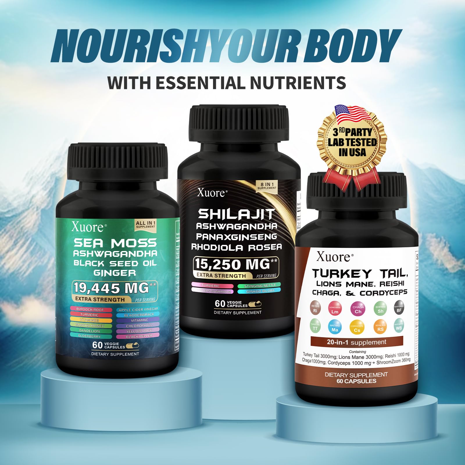 Xuore All-in-One Shilajit Mushroom Supplement side view