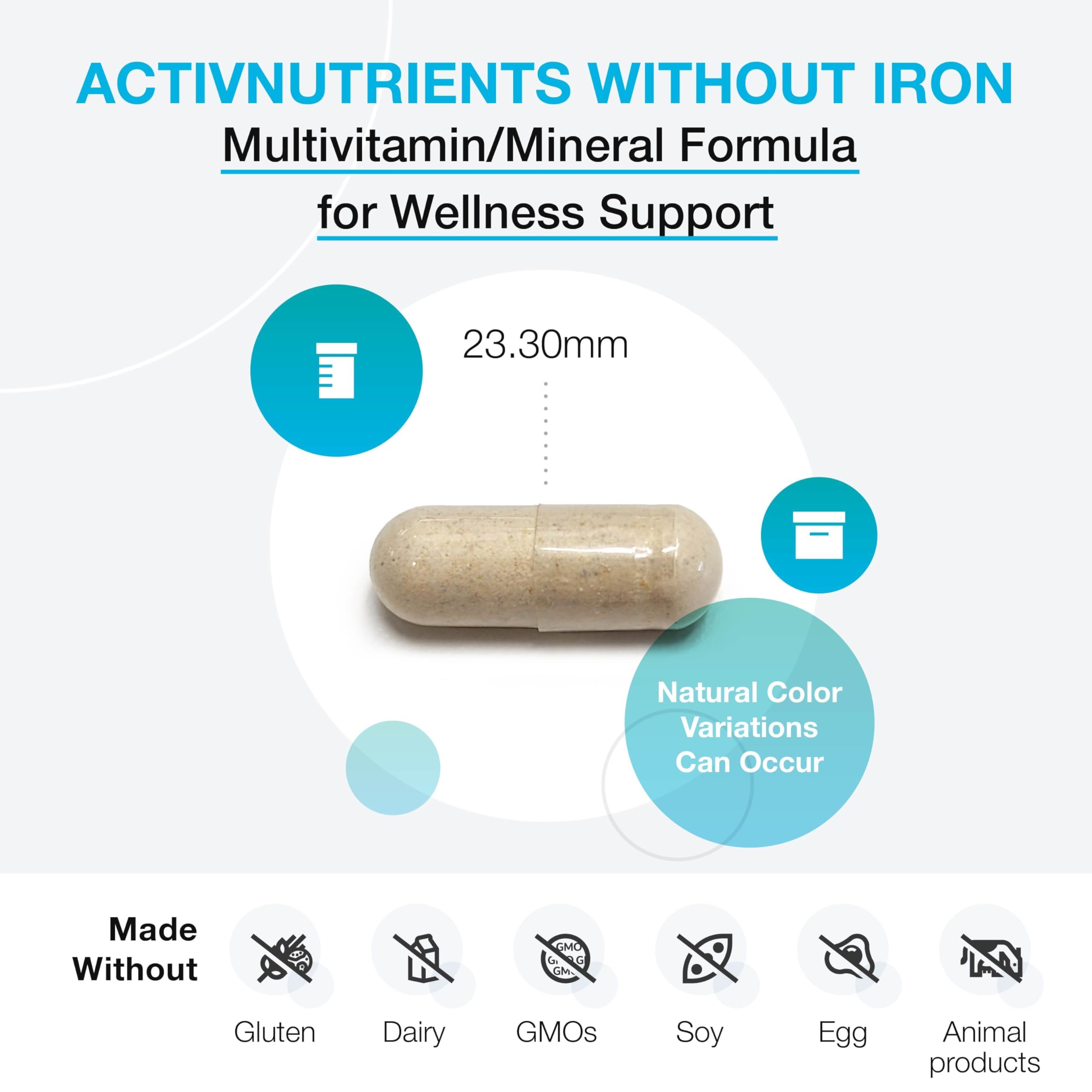 XYMOGEN ActivNutrients No Iron Multivitamin capsule close-up