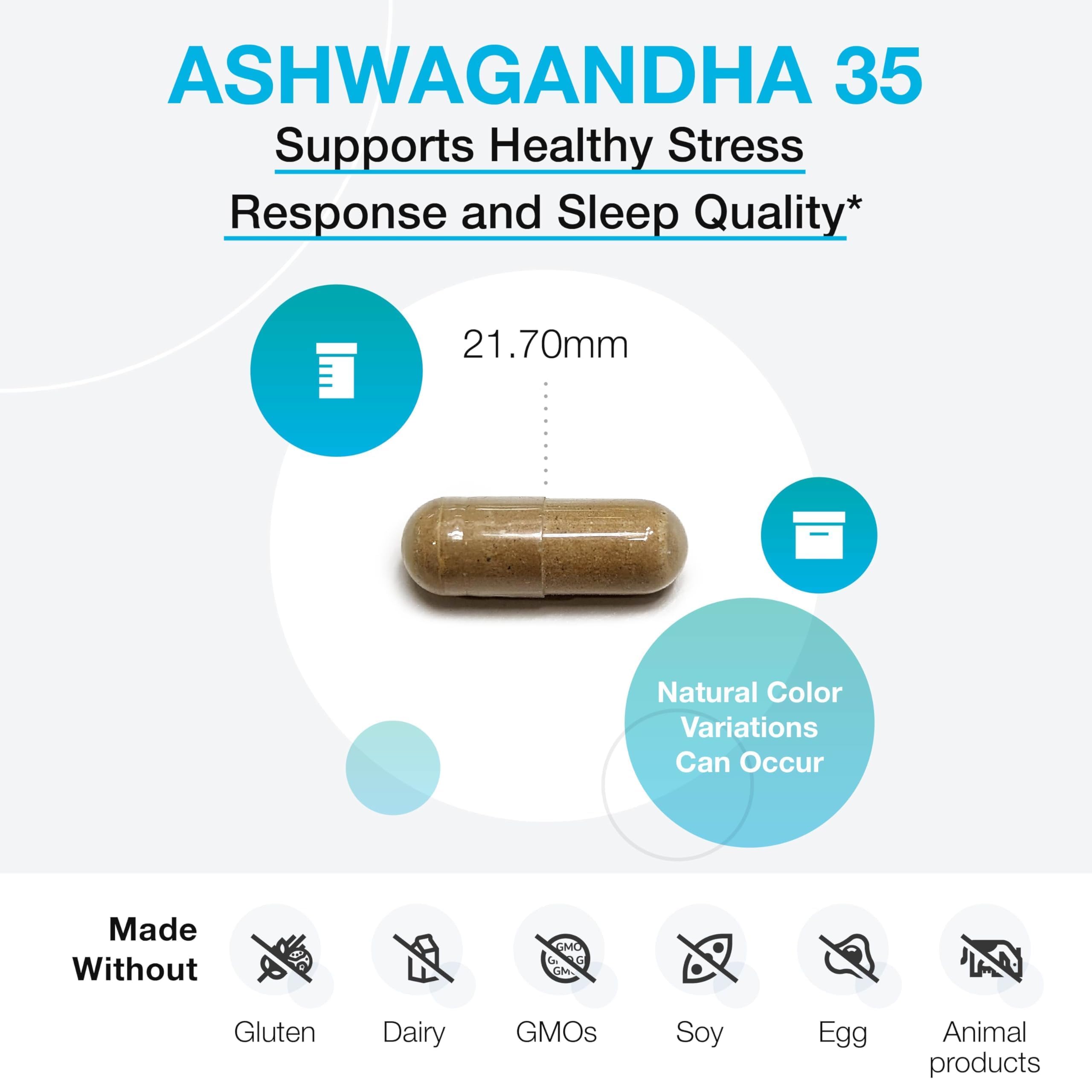 XYMOGEN Ashwagandha 35 capsules on a wooden surface