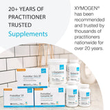 XYMOGEN Bio C 1:1 Vitamin C 500mg capsules on a wooden table