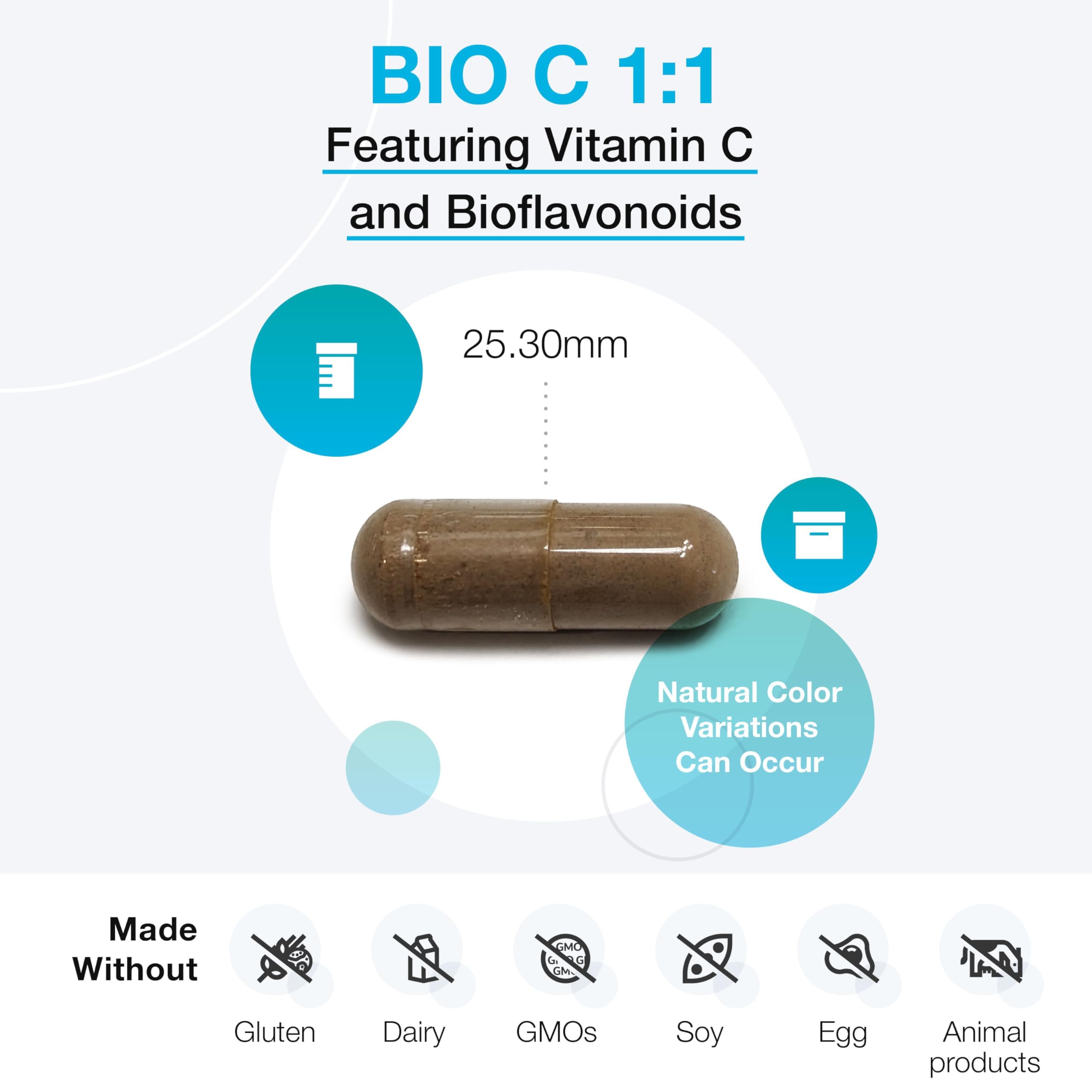 XYMOGEN Bio C 1:1 Vitamin C 500mg ingredients list