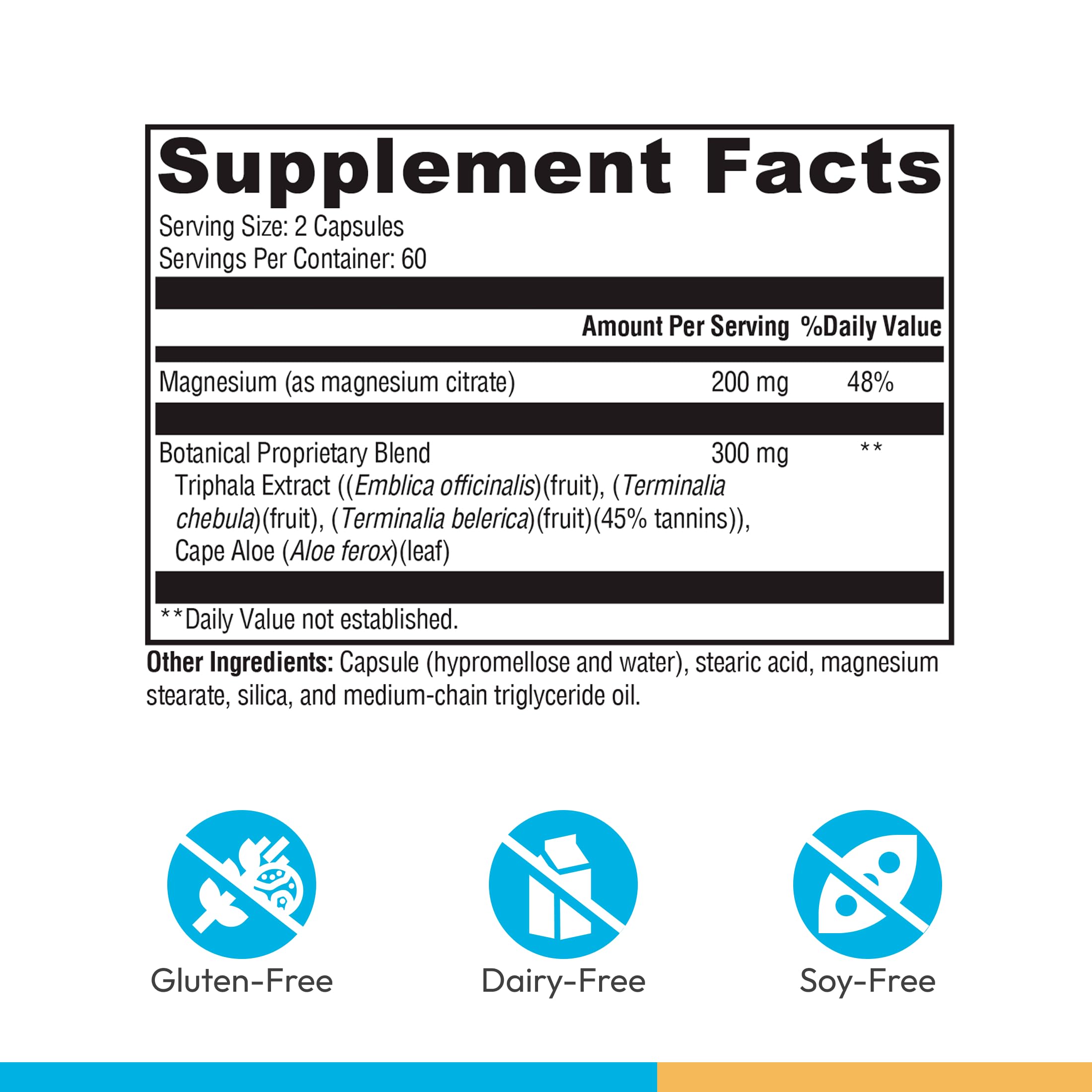 XYMOGEN ColonX Triphala daily Support Capsules side view