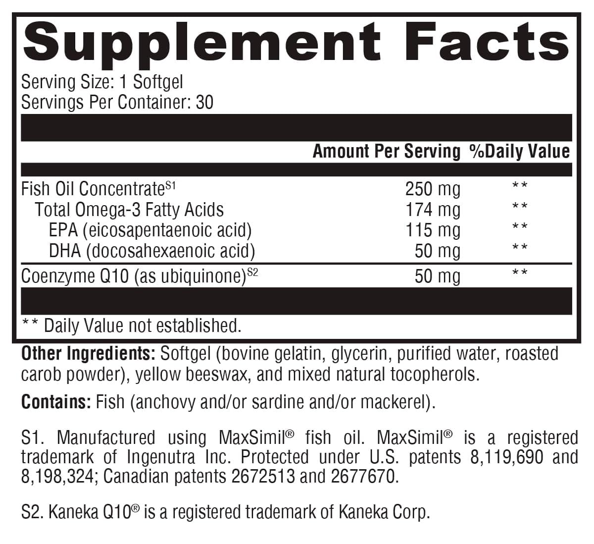 XYMOGEN CoQmax Omega 32g supplement side view