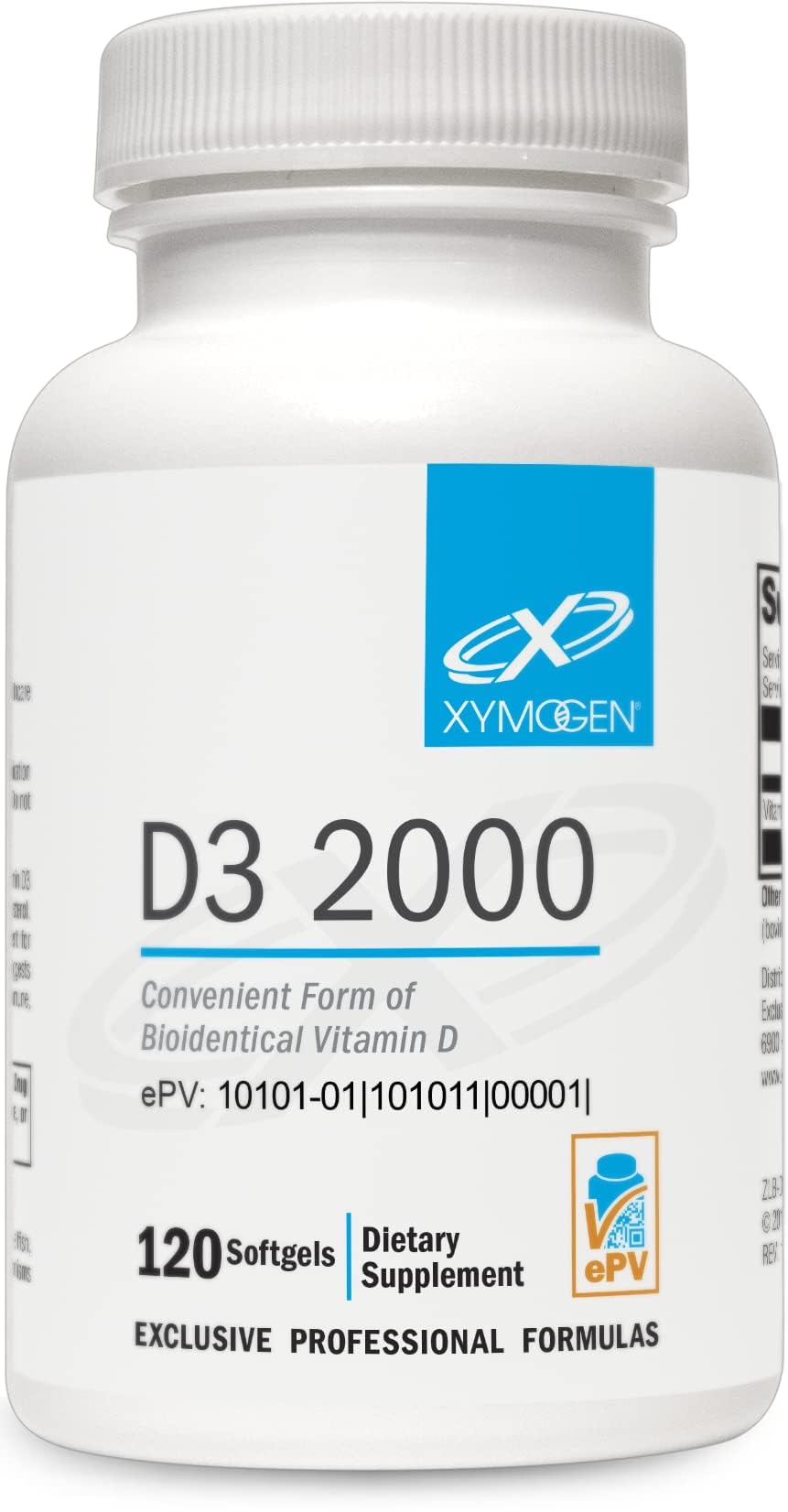 XYMOGEN D3 2000 softgel bottle front view
