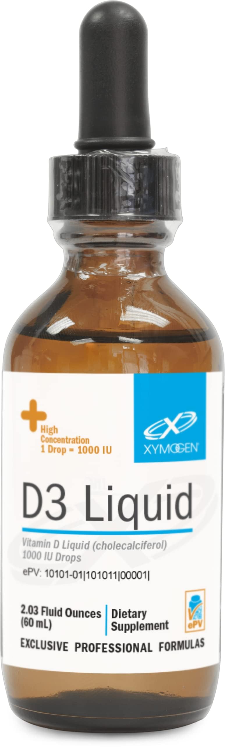 XYMOGEN D3 Liquid Vitamin D3 Drops 1000 IU front view
