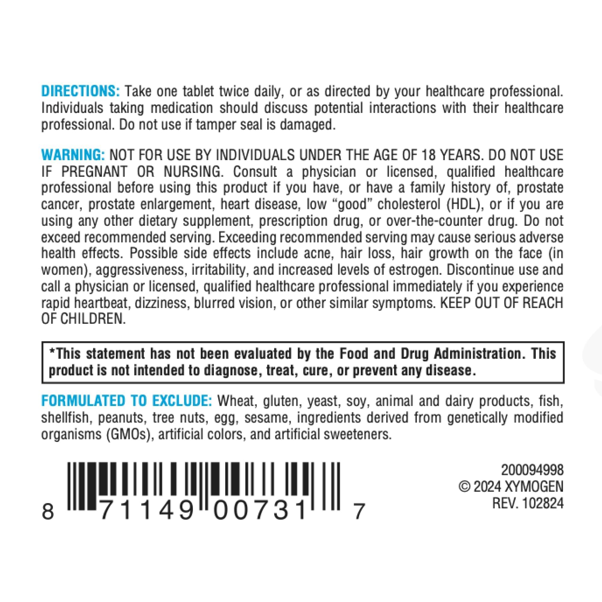 XYMOGEN DHEA Micronized Daily Support Tablets on a wooden table