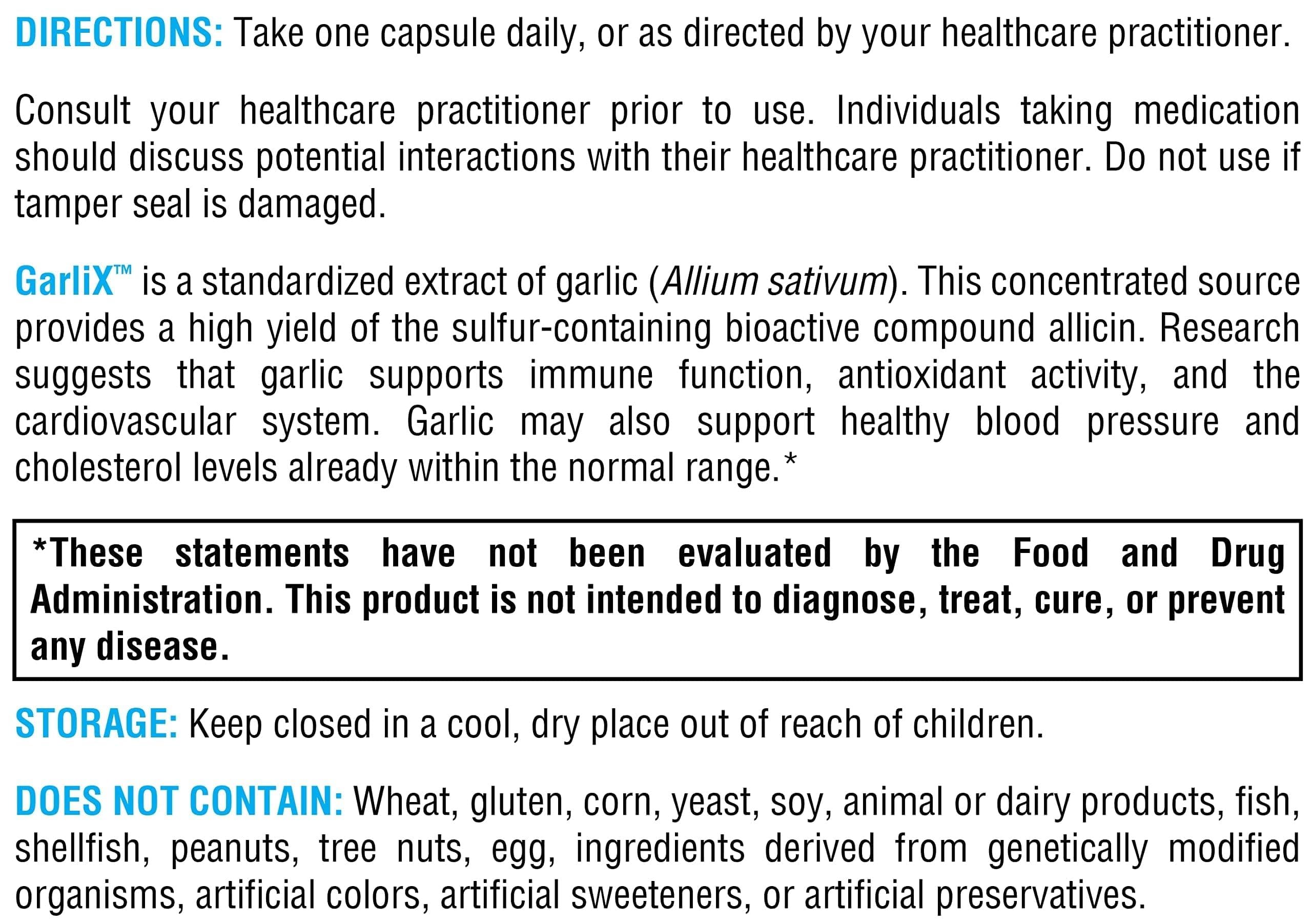 XYMOGEN GarliX supplement ingredients list