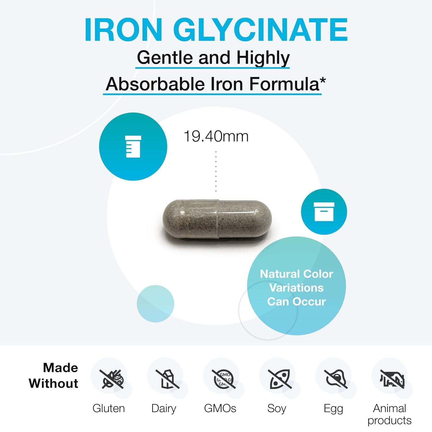 XYMOGEN Iron Glycinate 90 Capsules on a wooden table