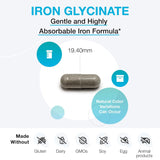 XYMOGEN Iron Glycinate 90 Capsules on a wooden table