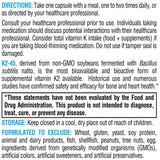 XYMOGEN K2-45 bottle with nutritional information