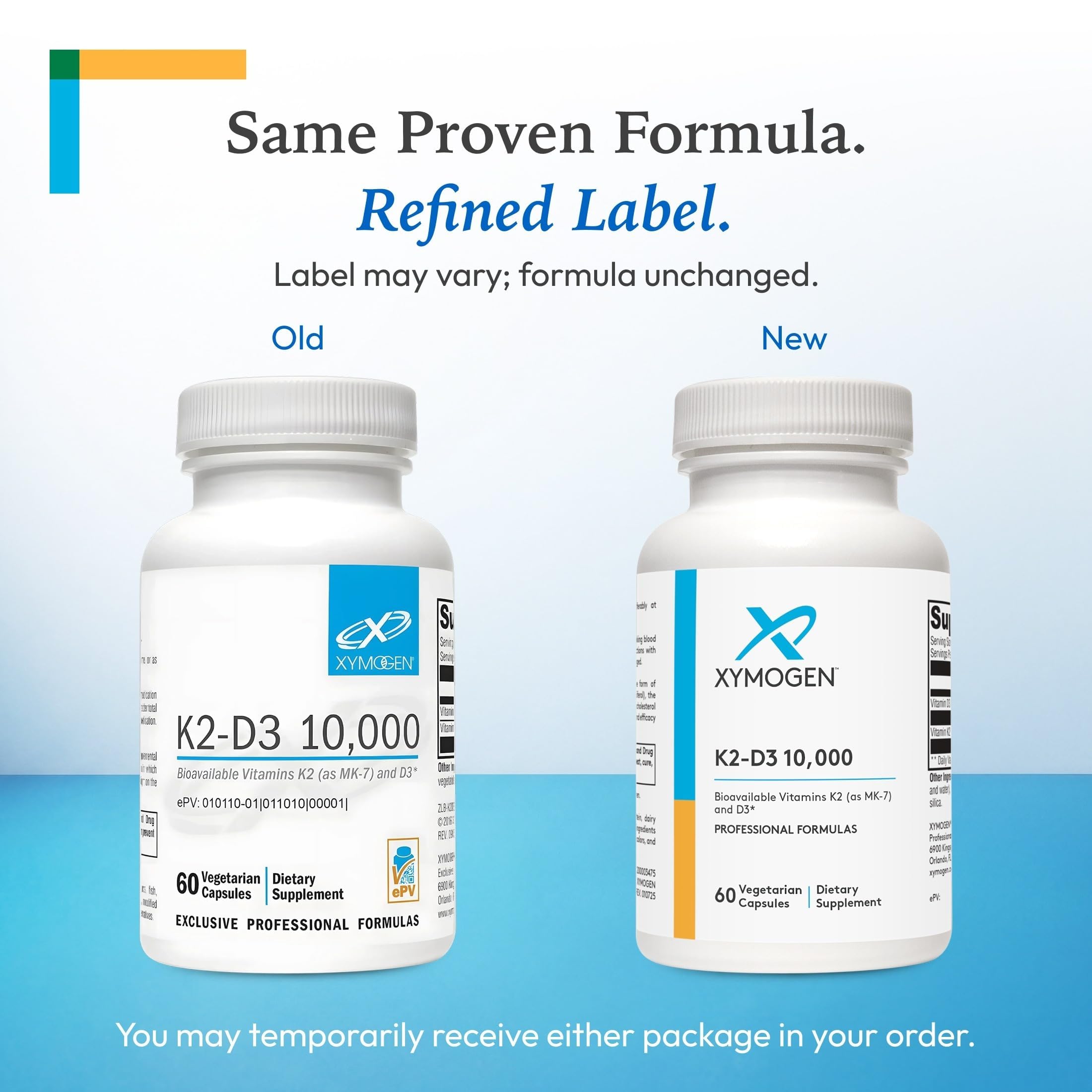 XYMOGEN K2-D3 10000 vitamin D3 and K2 capsules close-up