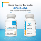 XYMOGEN K2-D3 10000 vitamin D3 and K2 capsules close-up