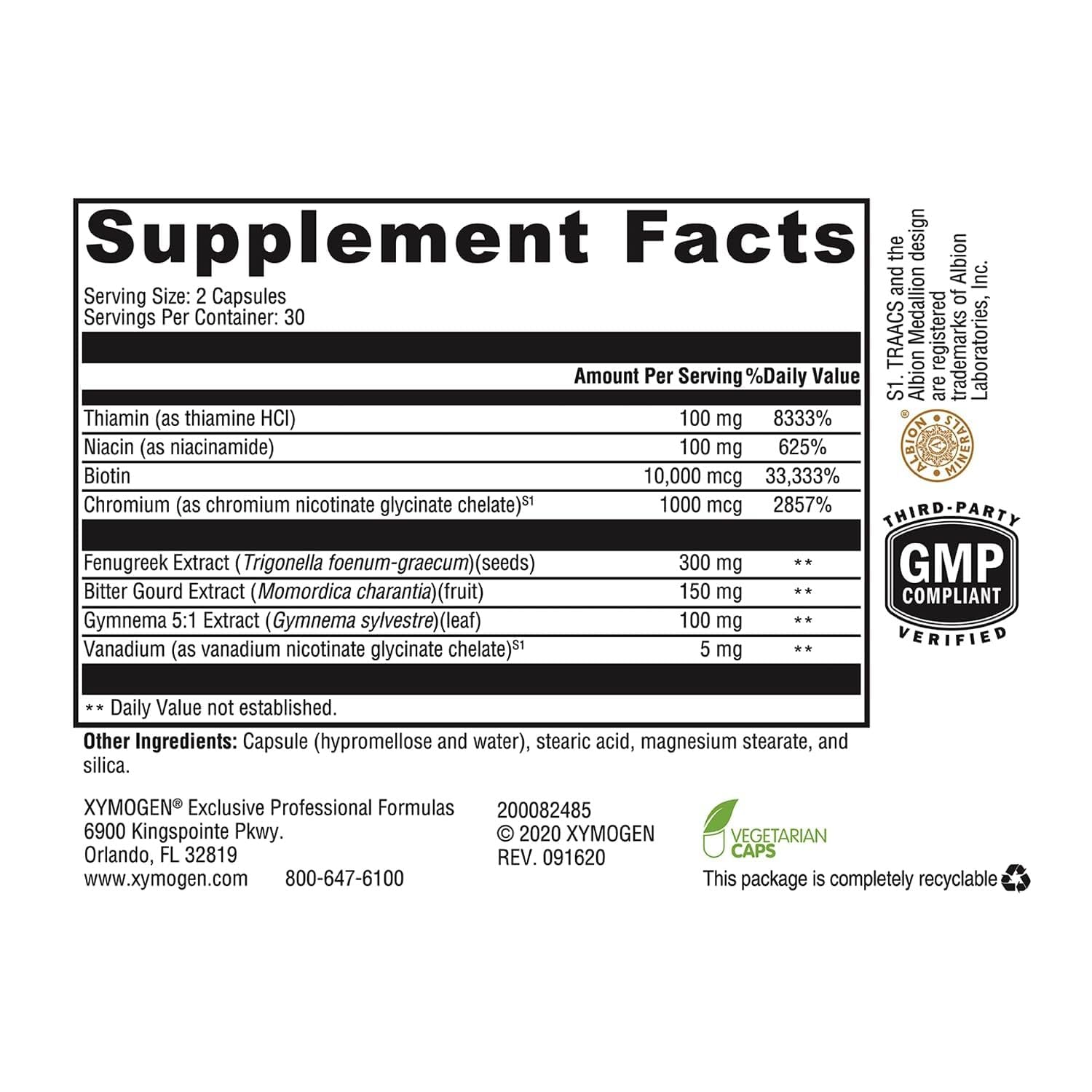 XYMOGEN MedCaps IS Chromium Supplement side view