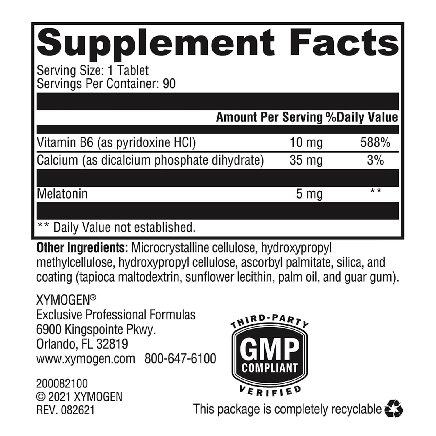 XYMOGEN Melatonin CR capsules side view