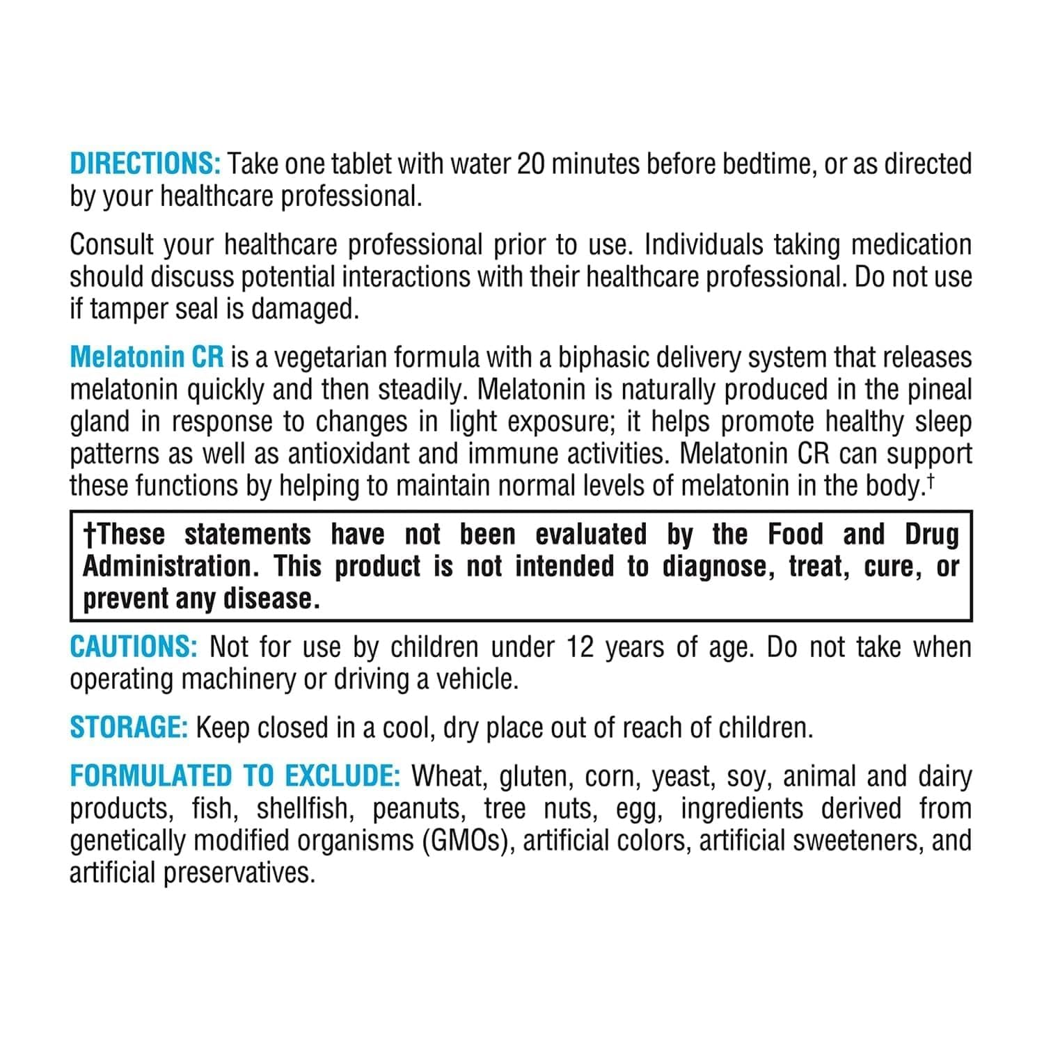 XYMOGEN Melatonin CR capsules with ingredients list