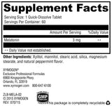 XYMOGEN Melatonin Peppermint packaging with ingredients list