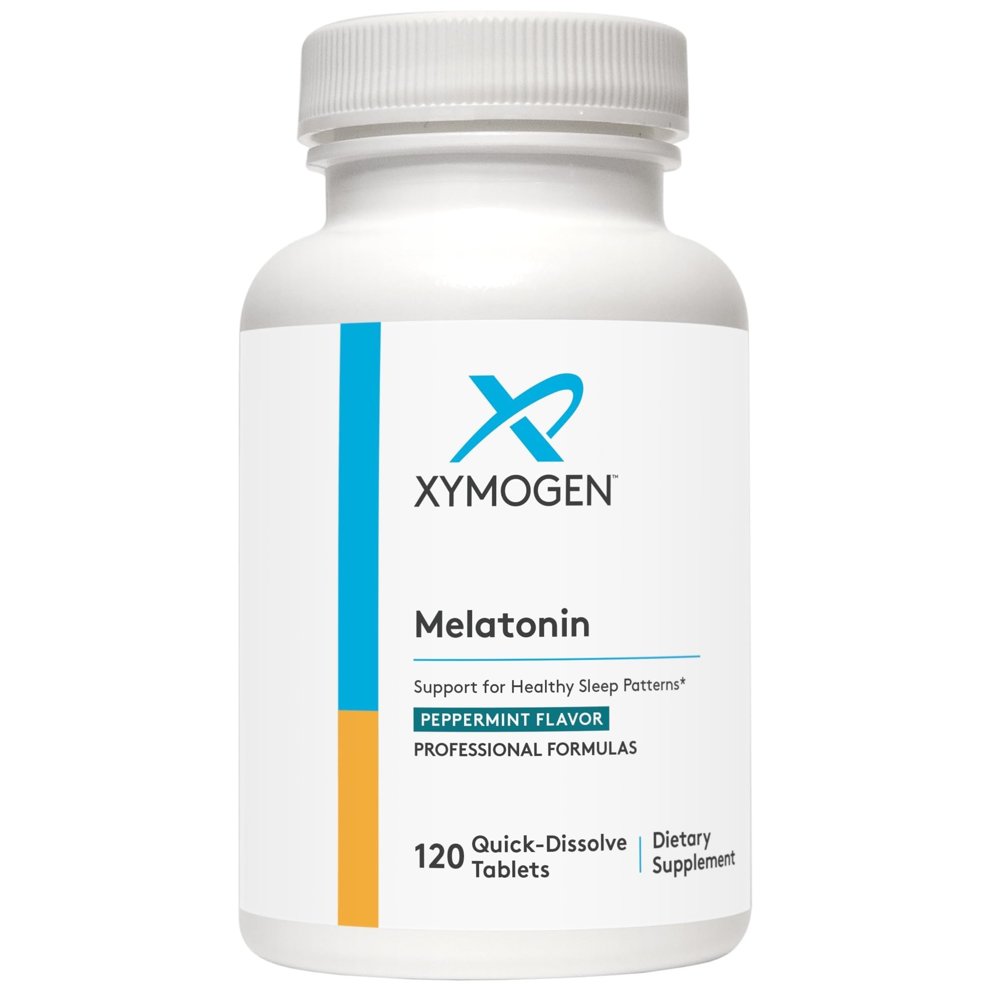 XYMOGEN Melatonin Peppermint Quick-Dissolve Tablets front view