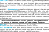 XYMOGEN Methylcobalamin B12 Supplement back view