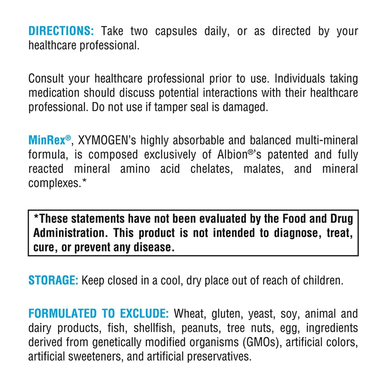 XYMOGEN MinRex Multi Mineral Supplement packaging