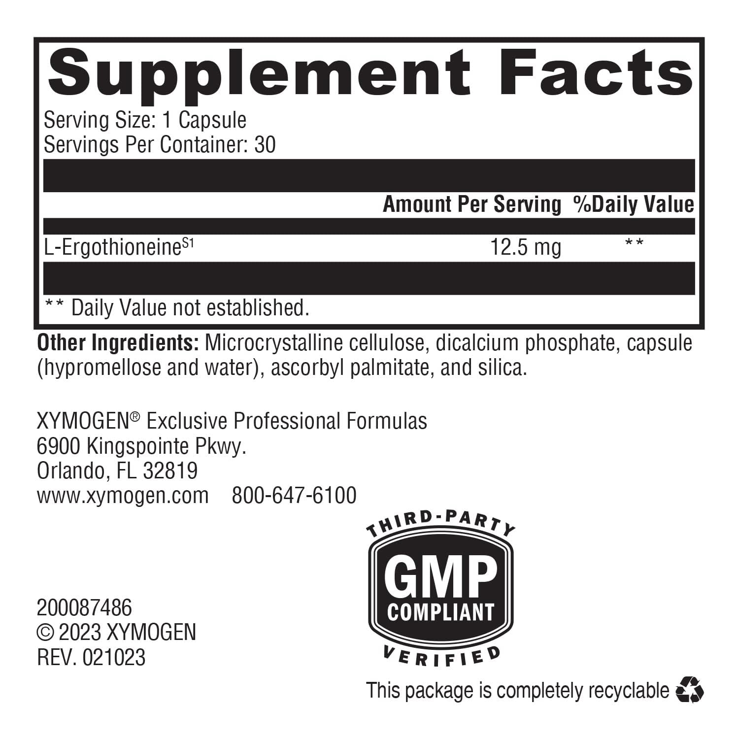 XYMOGEN MitoPrime Blended Vitamin & Mineral Supplement side view