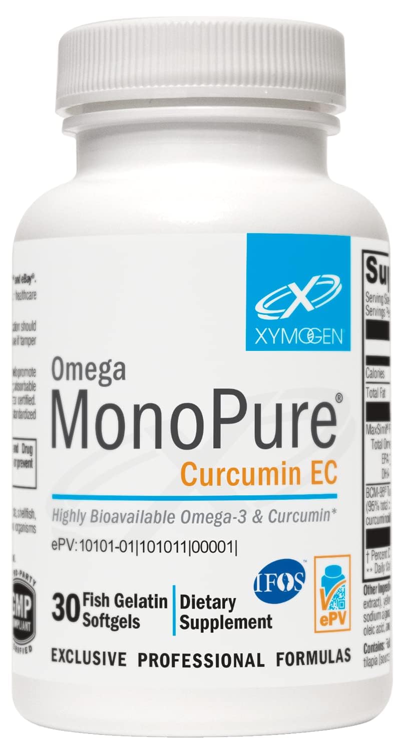 XYMOGEN Omega MonoPure Curcumin EC 50g fish oil supplement front view