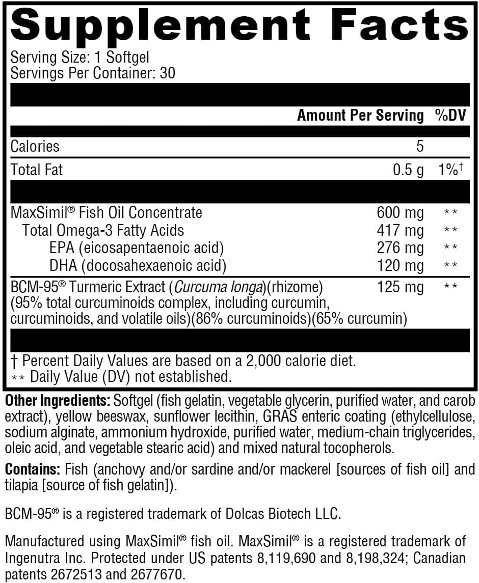 XYMOGEN Omega MonoPure Curcumin EC supplement softgel capsules