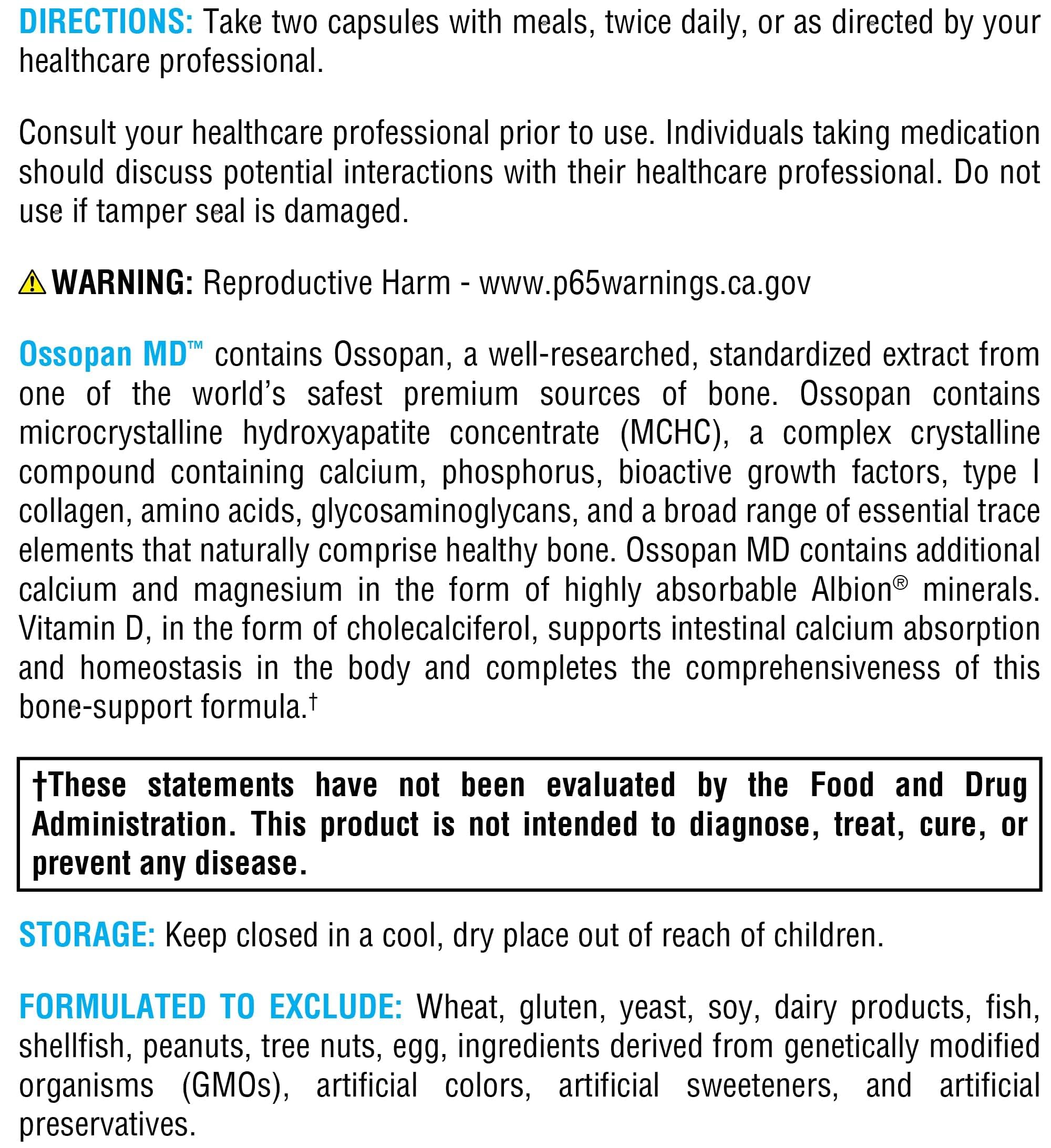 XYMOGEN Ossopan MD Calcium Supplement with a measuring spoon
