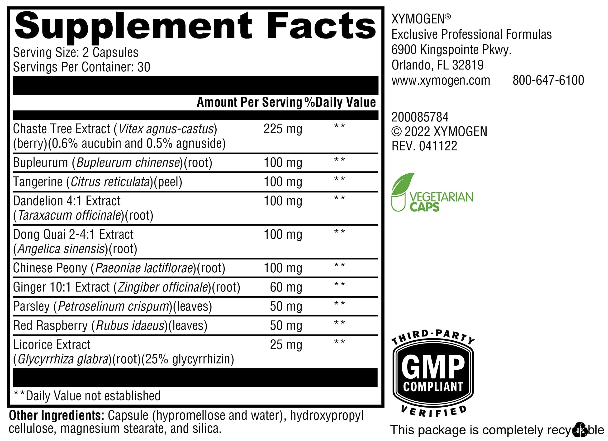XYMOGEN PMS Soothe Licorice Root Supplement side view