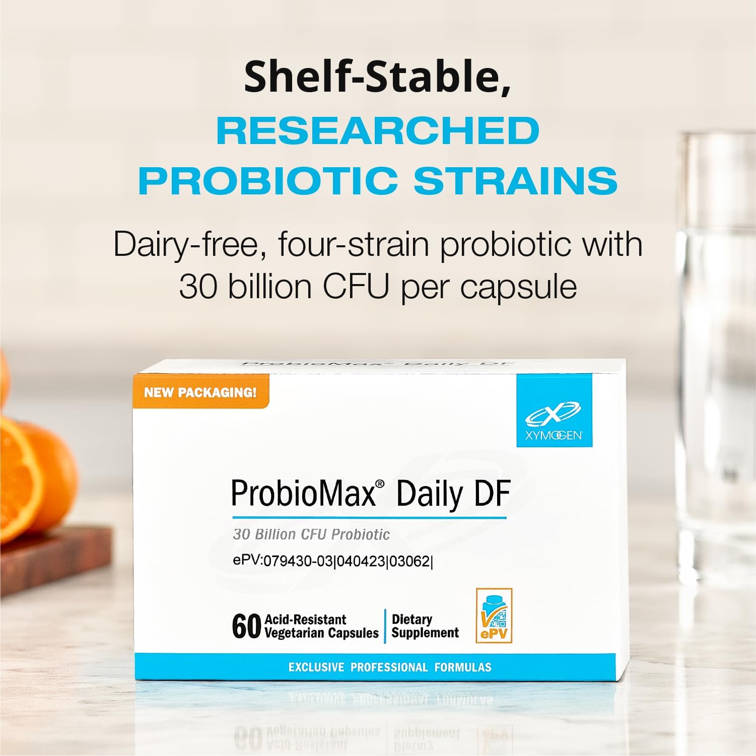 XYMOGEN ProbioMax Daily 30B Probiotic Supplement capsule close-up