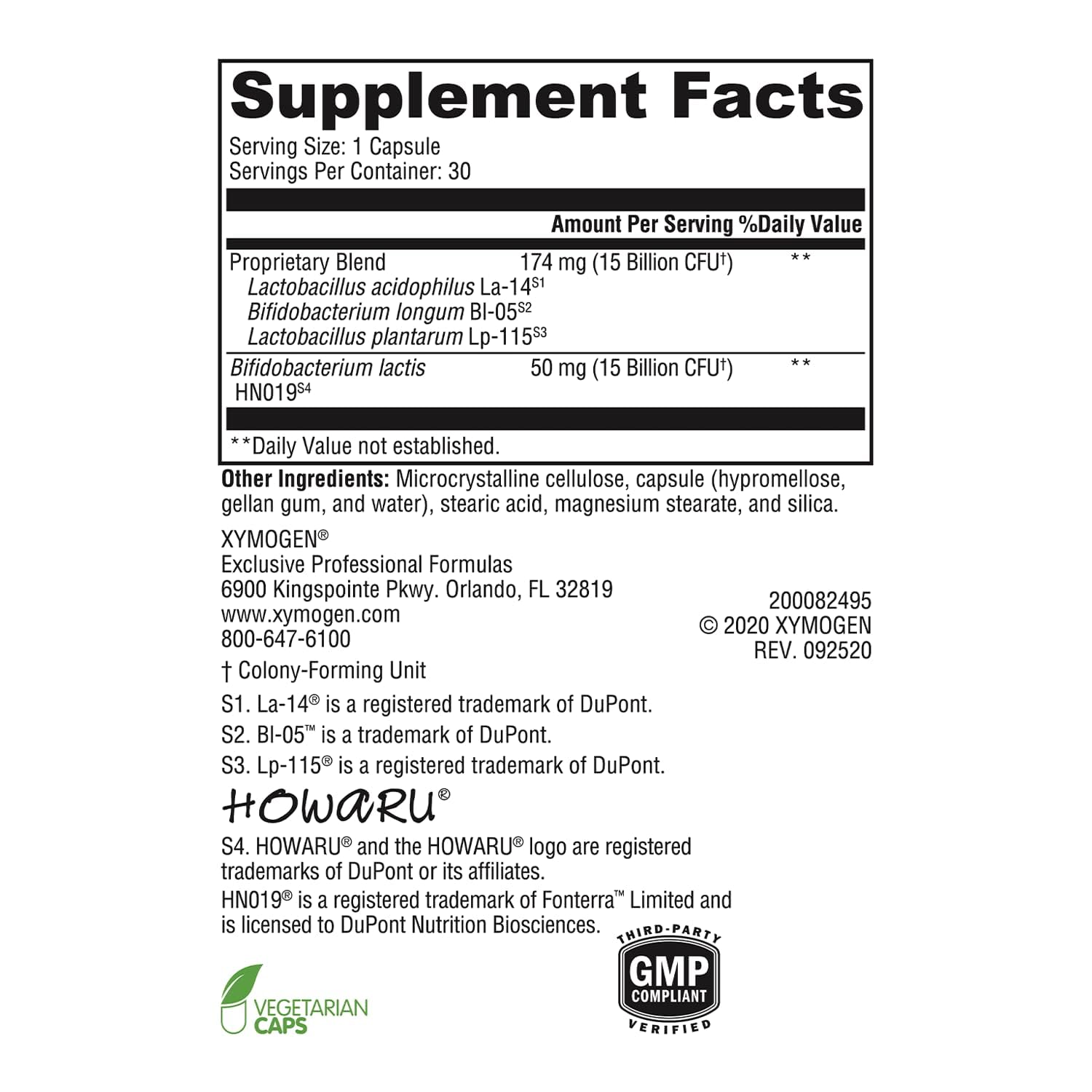 XYMOGEN ProbioMax Daily 30B Probiotic Supplement side view