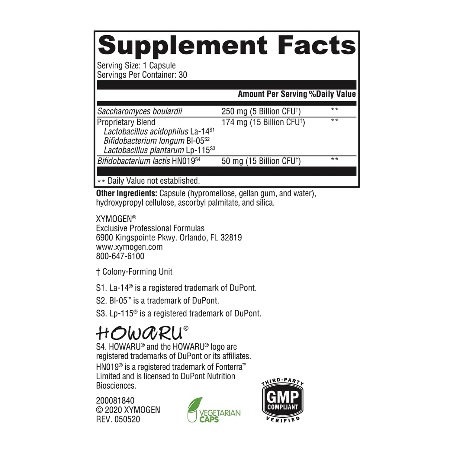 XYMOGEN ProbioMax Sb 35B probiotic capsules with packaging