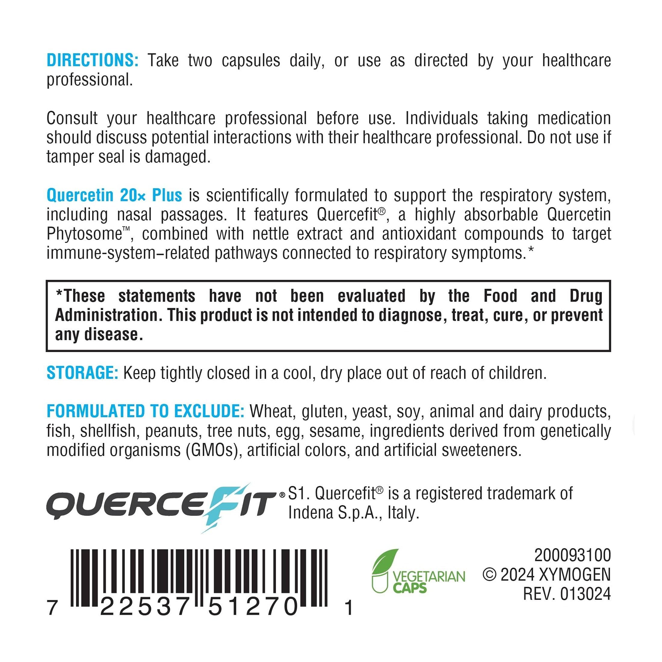 XYMOGEN Quercetin 20× Plus Supplement capsule close-up