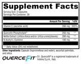 XYMOGEN Quercetin 20× Plus supplement side view showing dosage information
