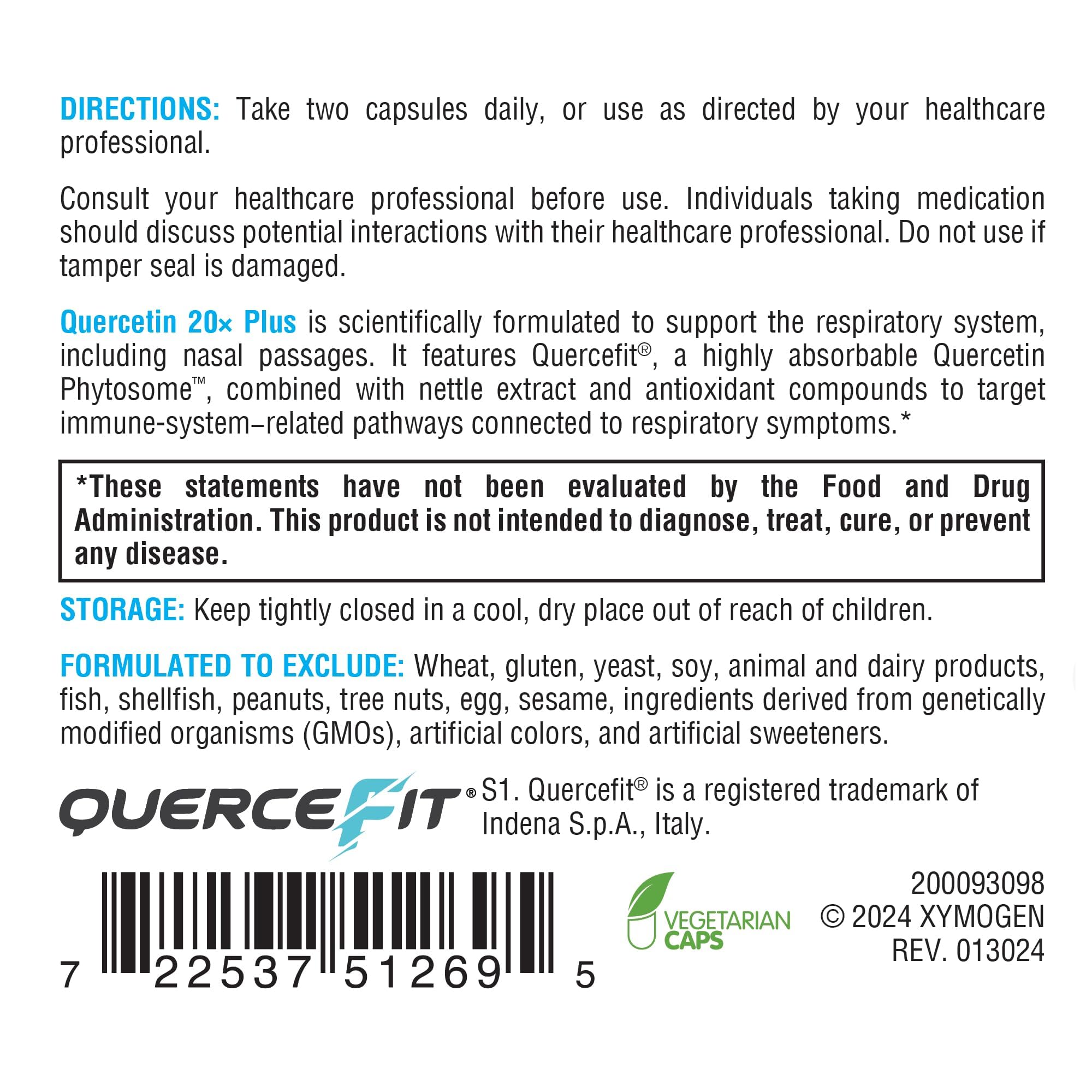 XYMOGEN Quercetin 20× Plus supplement with measuring spoon