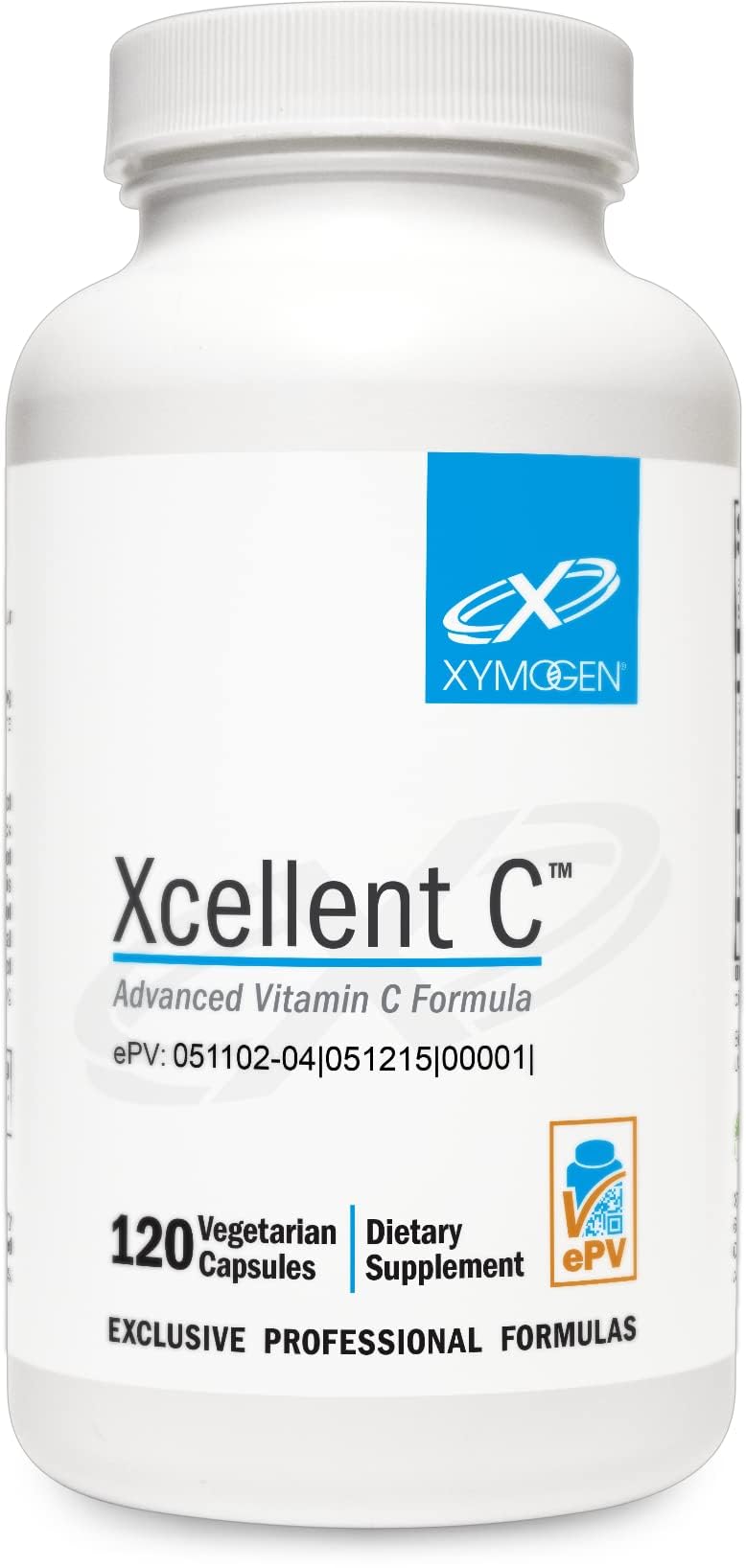 XYMOGEN Xcellent C Vitamin C capsules front view
