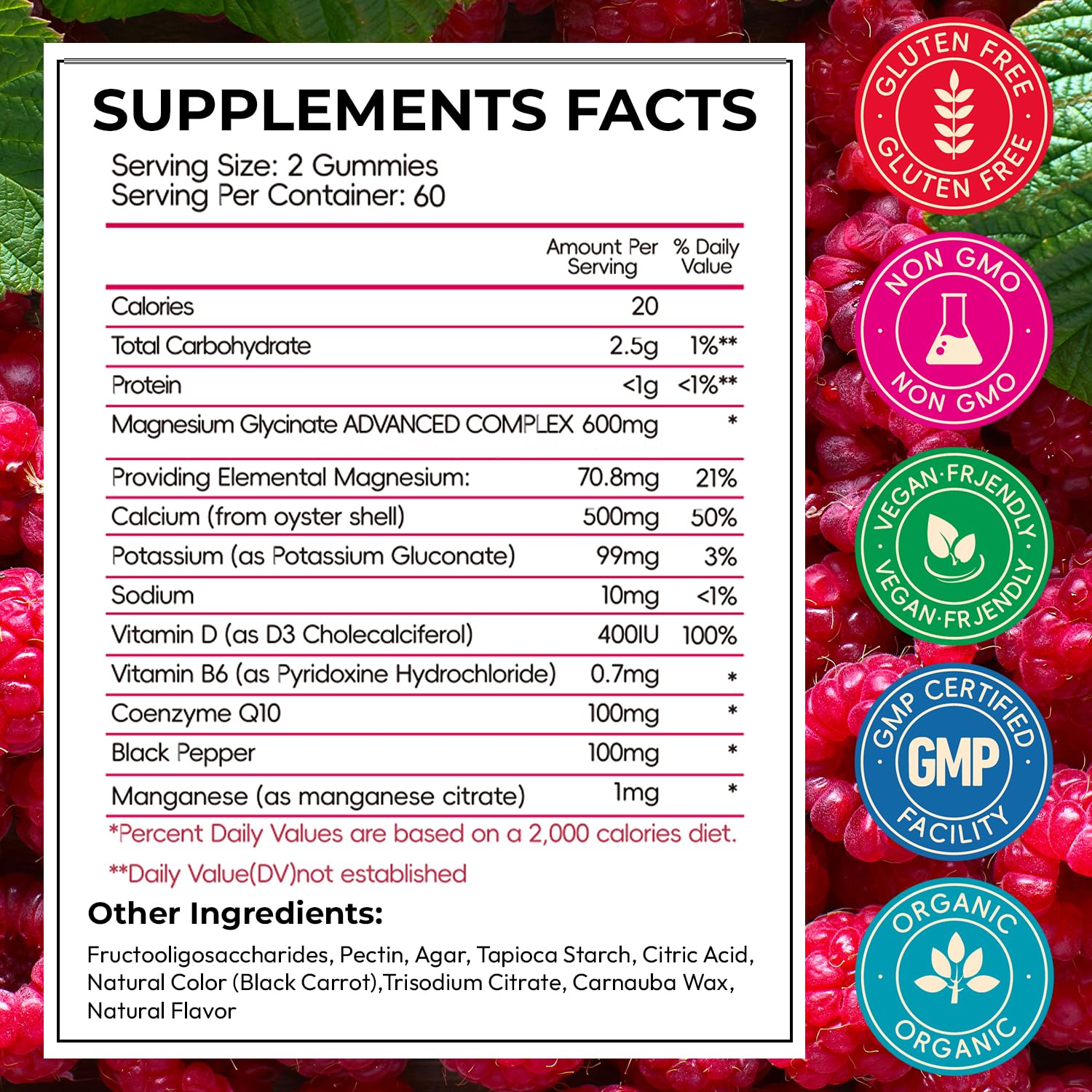 Xytora Magnesium Glycinate Gummies 600mg raspberry flavour