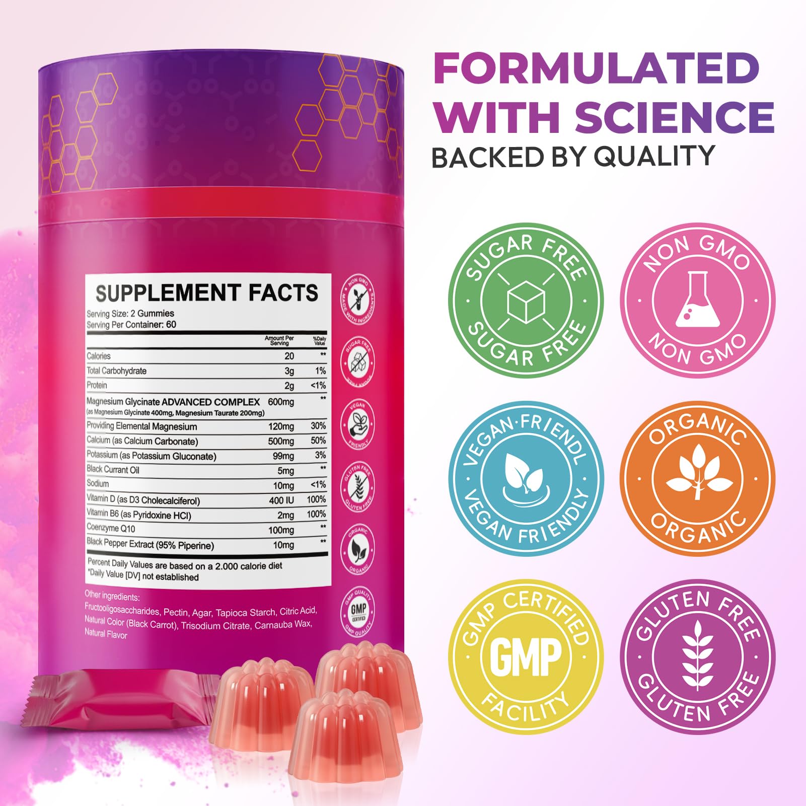 Xytora Magnesium Glycinate Gummies bottle with raspberry flavour