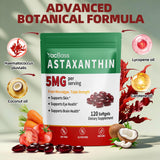 YacBass Astaxanthin 5mg Softgels side view showing label