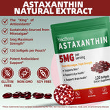 YacBass Astaxanthin Softgels 5mg with a measuring spoon