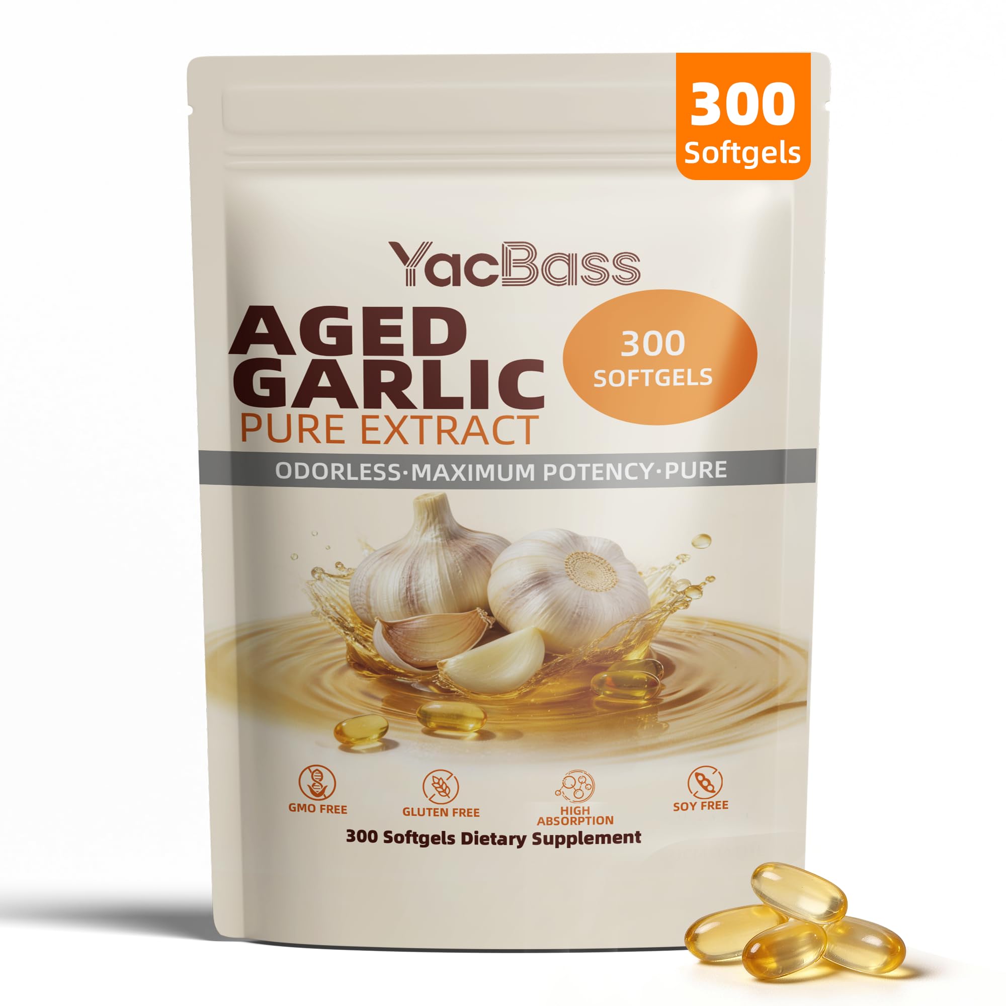YacBass Garlic Softgels 7500mg front view packaging