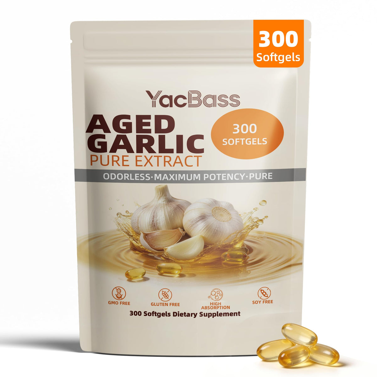 YacBass Garlic Softgels 7500mg front view packaging