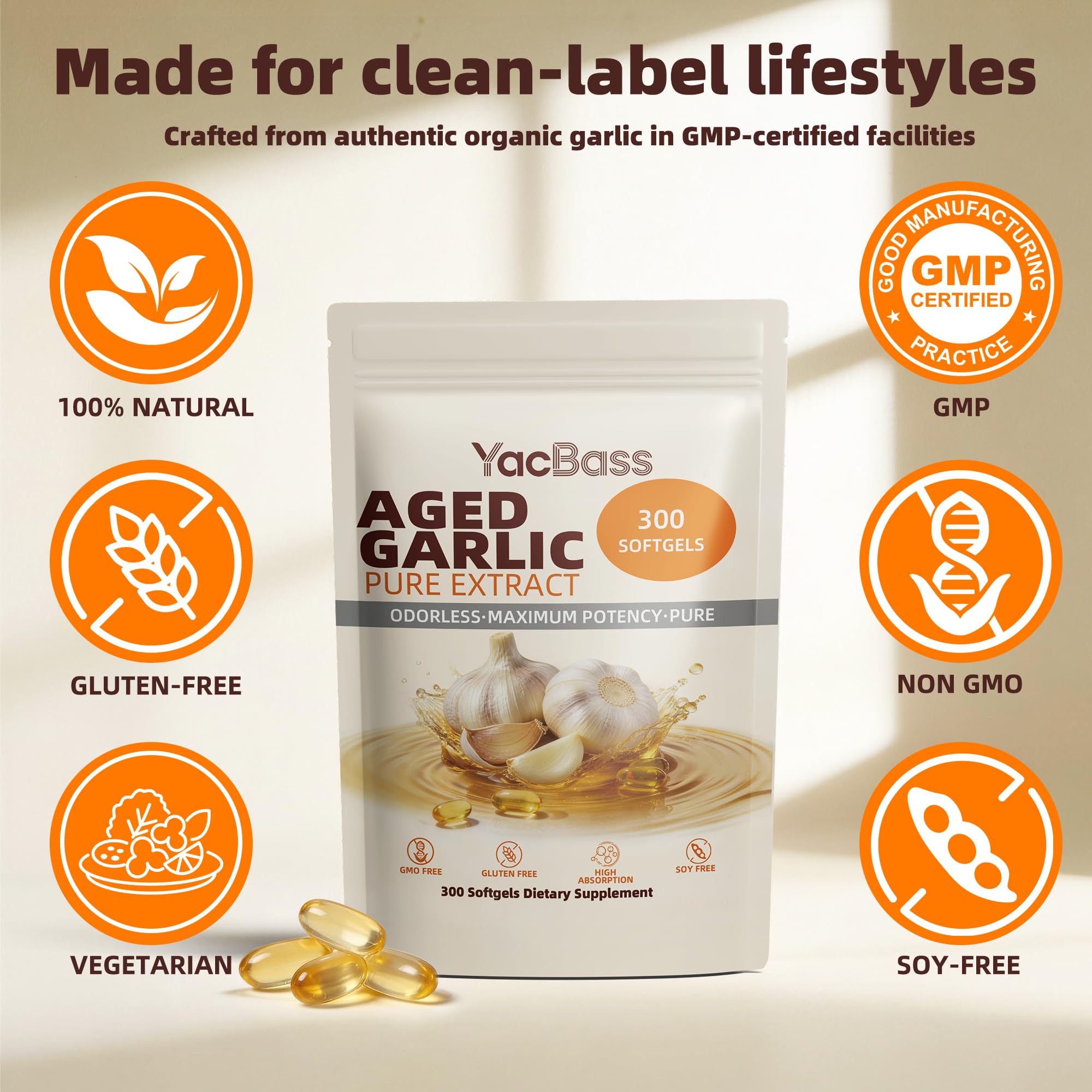 YacBass Garlic Softgels 7500mg softgels in hand